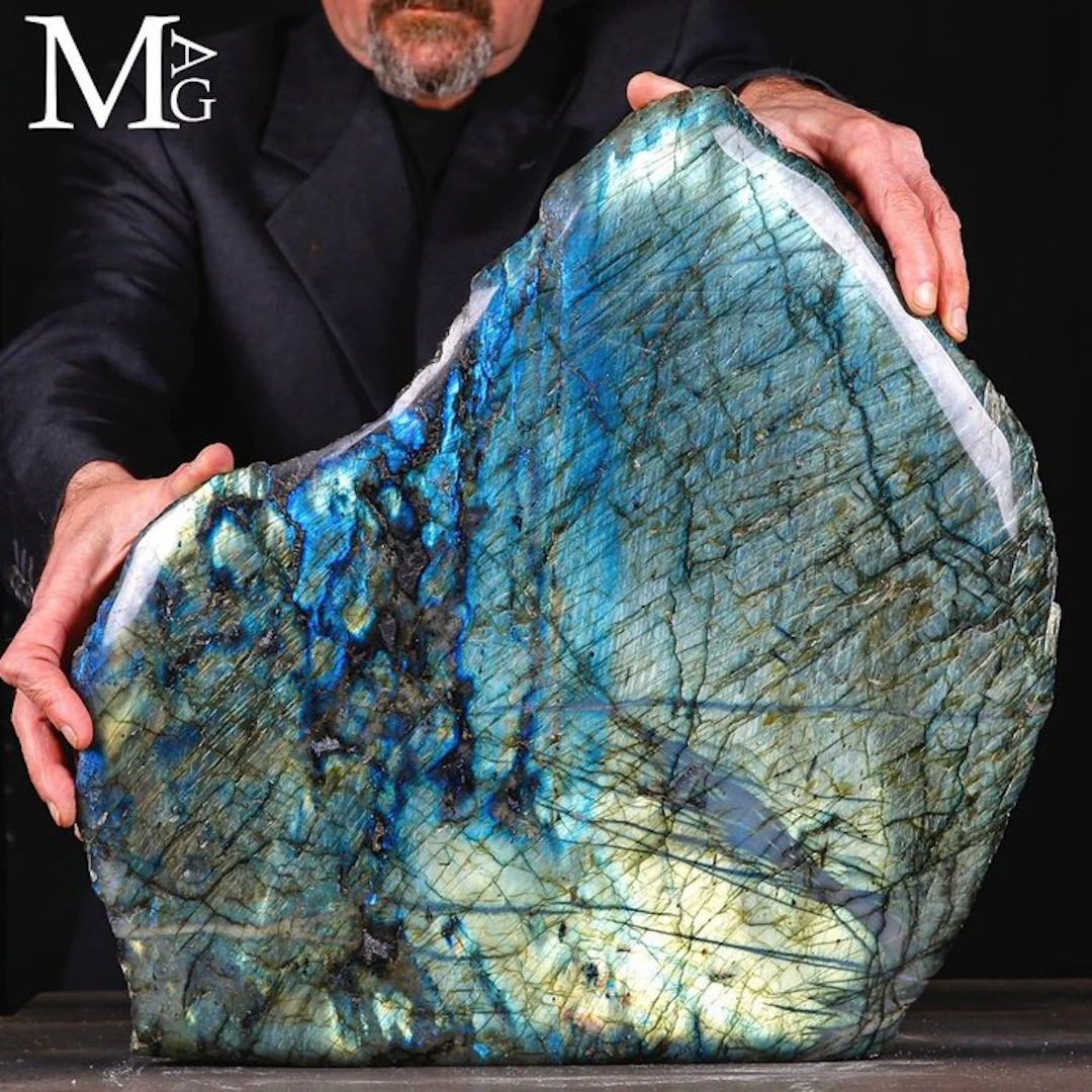 Labradorite Freeform with Intense Electric Blue and...