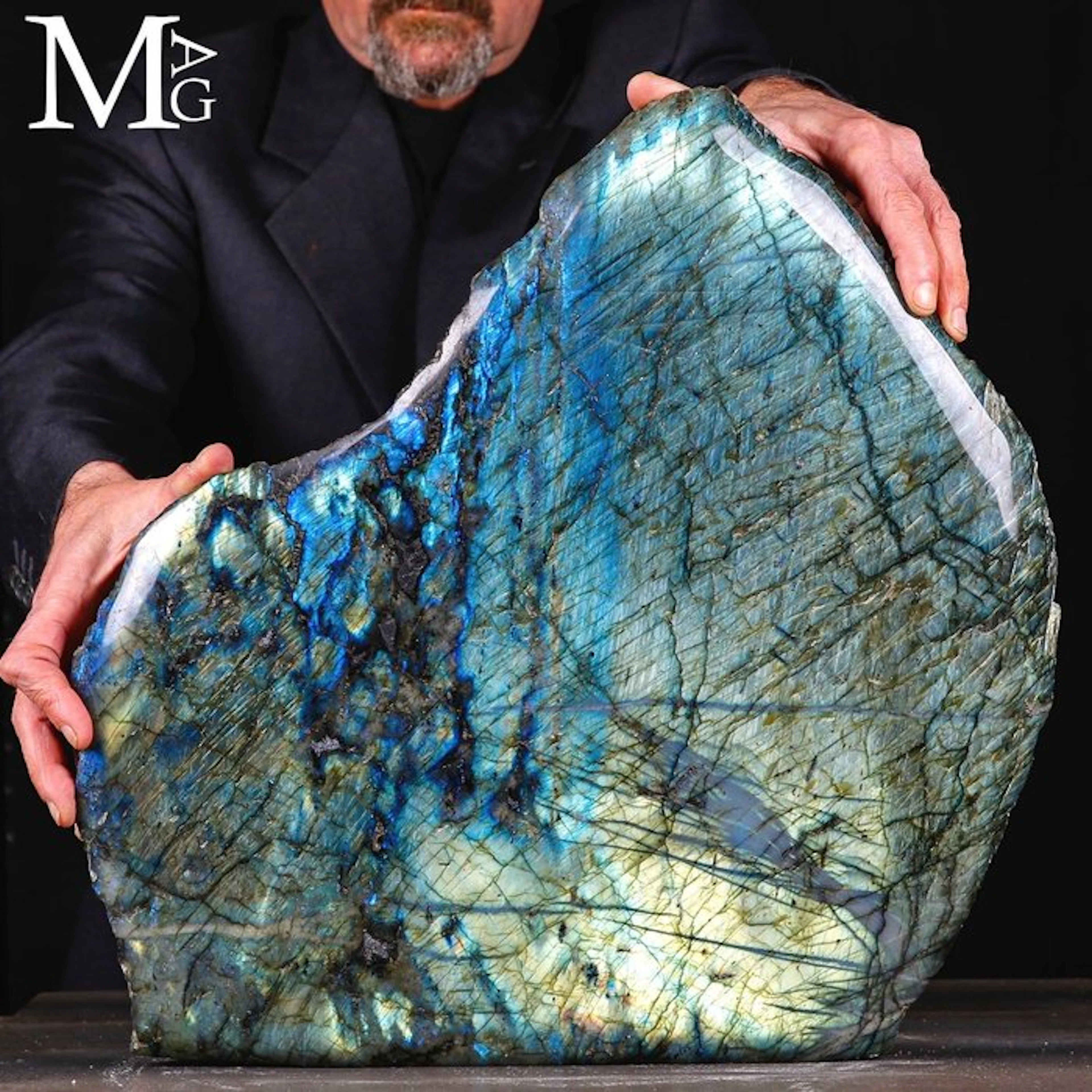 Labradorite Freeform with Intense Electric Blue and...