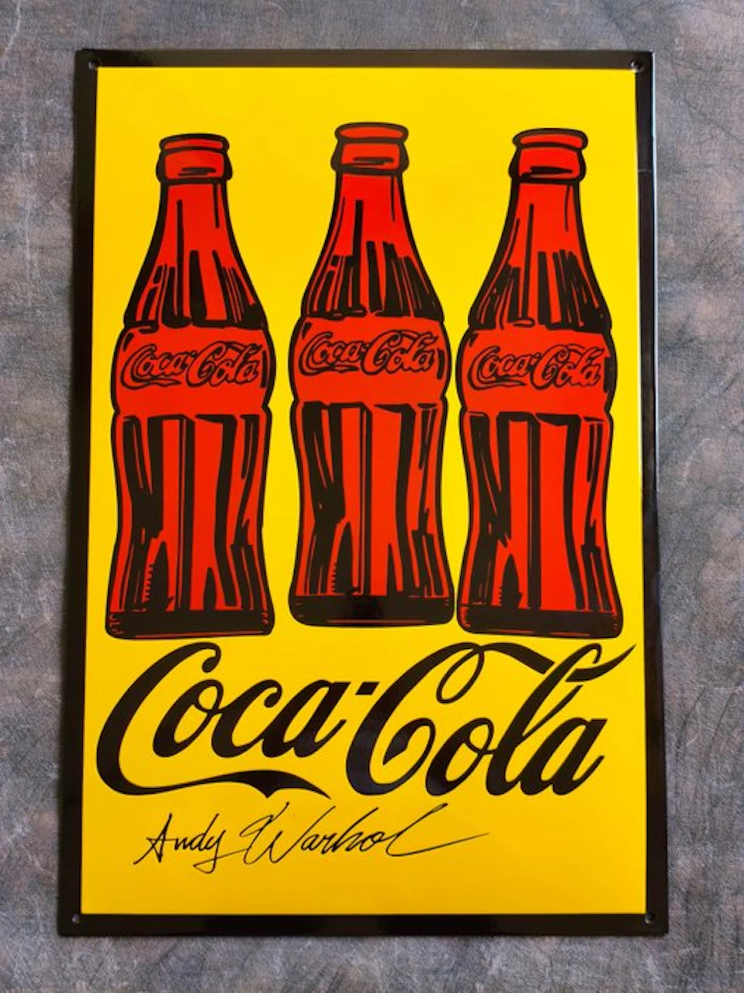 Andy Warhol (1928-1987) - Coca Cola gelb Andy Warhol enamel sign Emailschild Emaille Schild (reproduction)