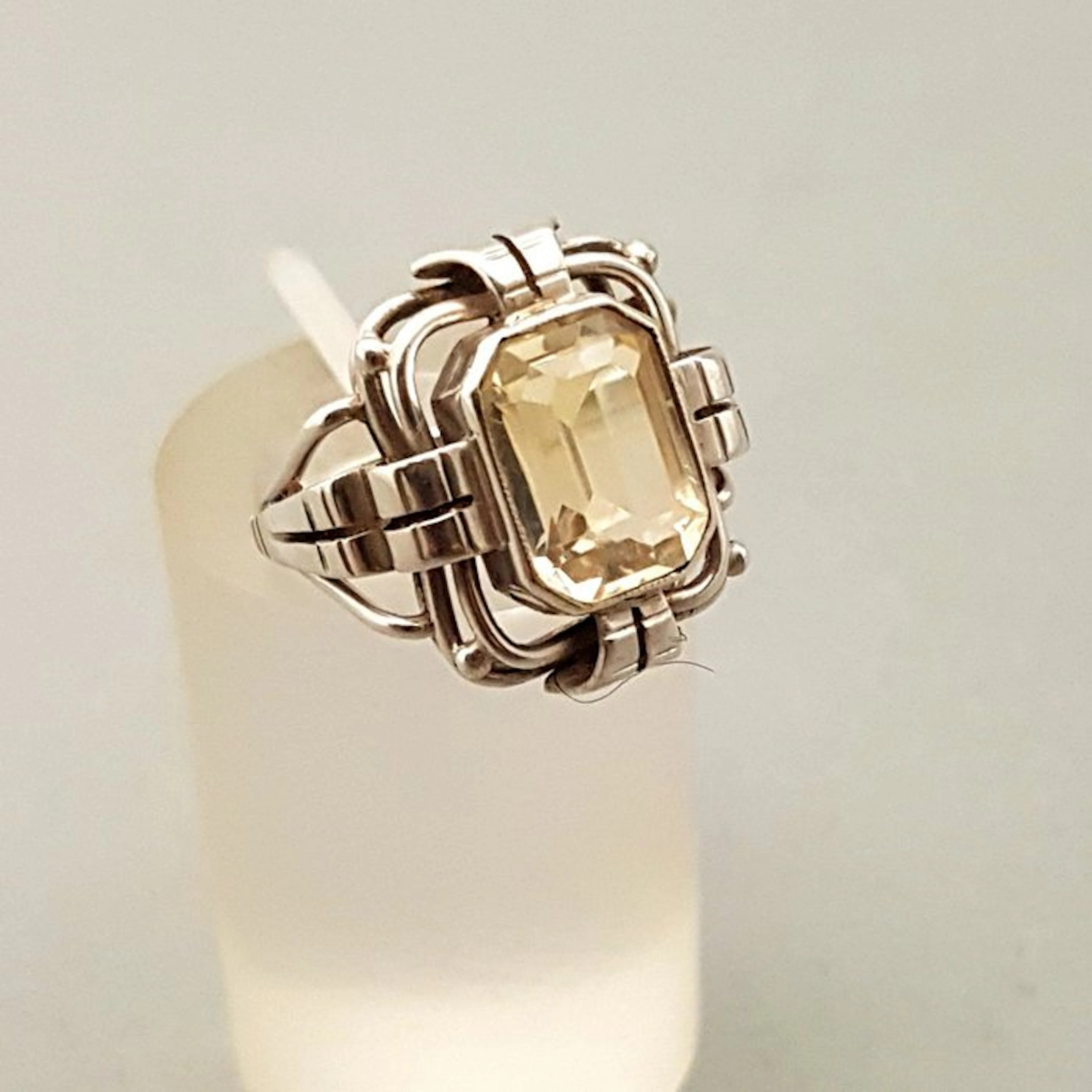 Silver, Art Deco, Citrine (Tested) - Ring