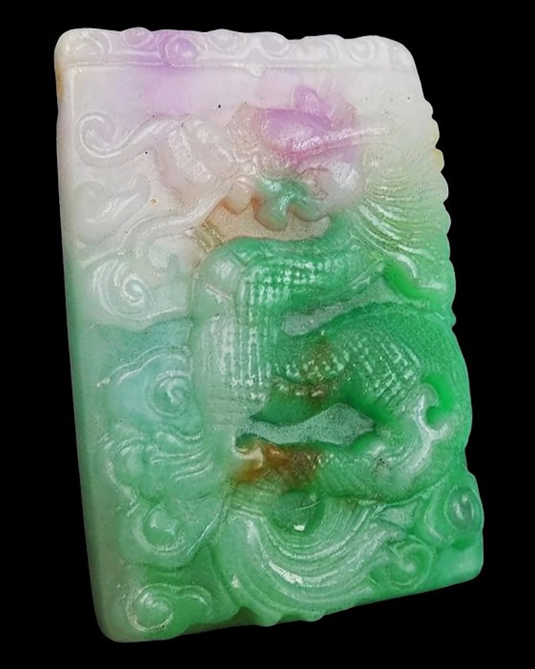 Jade - Great Dragon Amulet - Celestial Imperial Dragon - Protector King - Fire