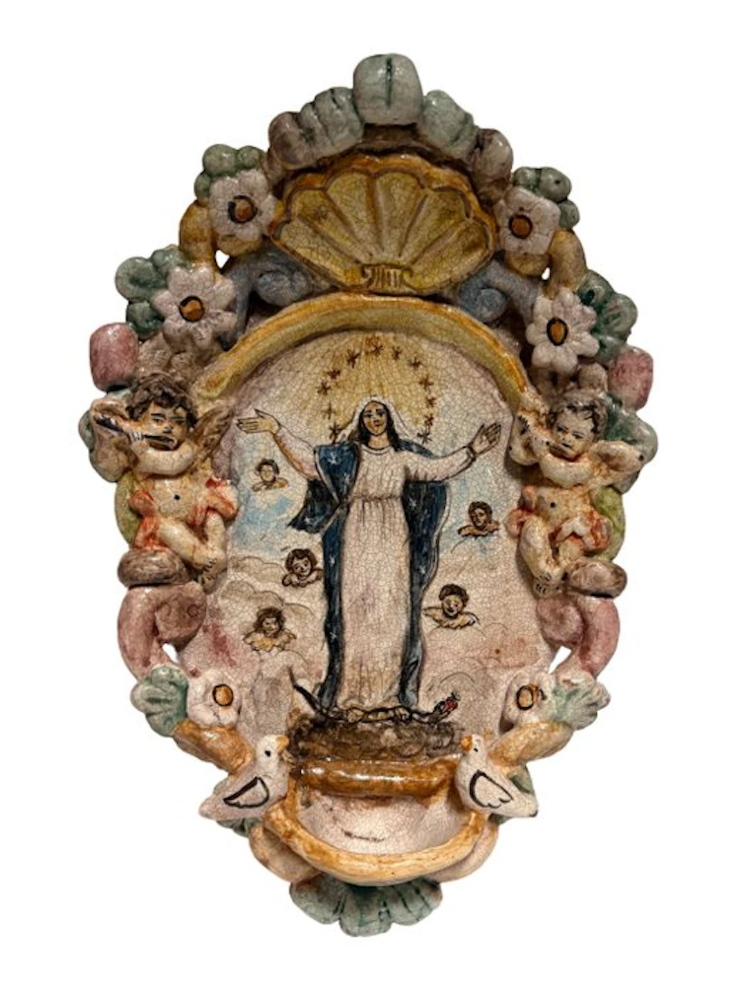 Holy water font - the 20th century - Maria Assunta - 29 cm
