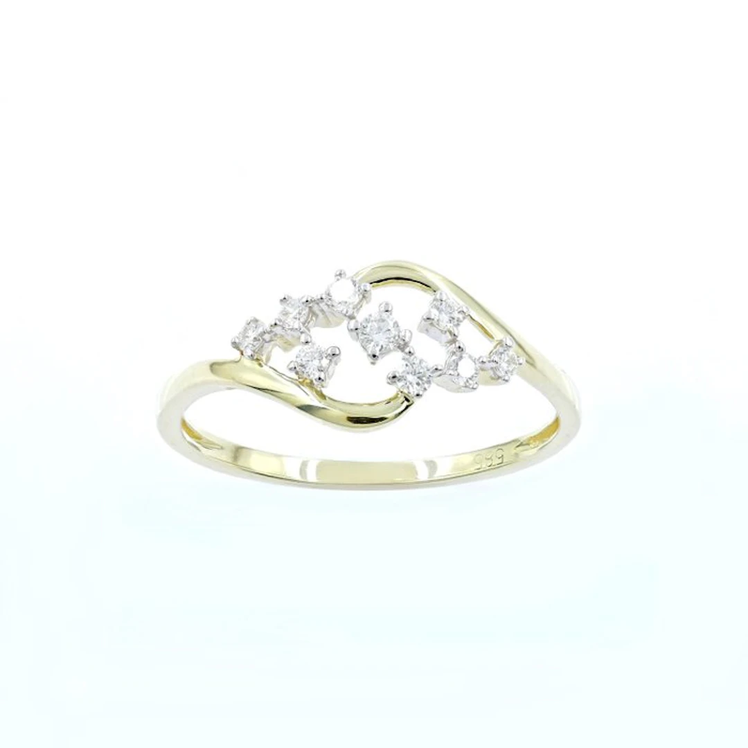 Ring - 14 kt. Yellow gold - 0.18ct. tw. Diamond (Natural)