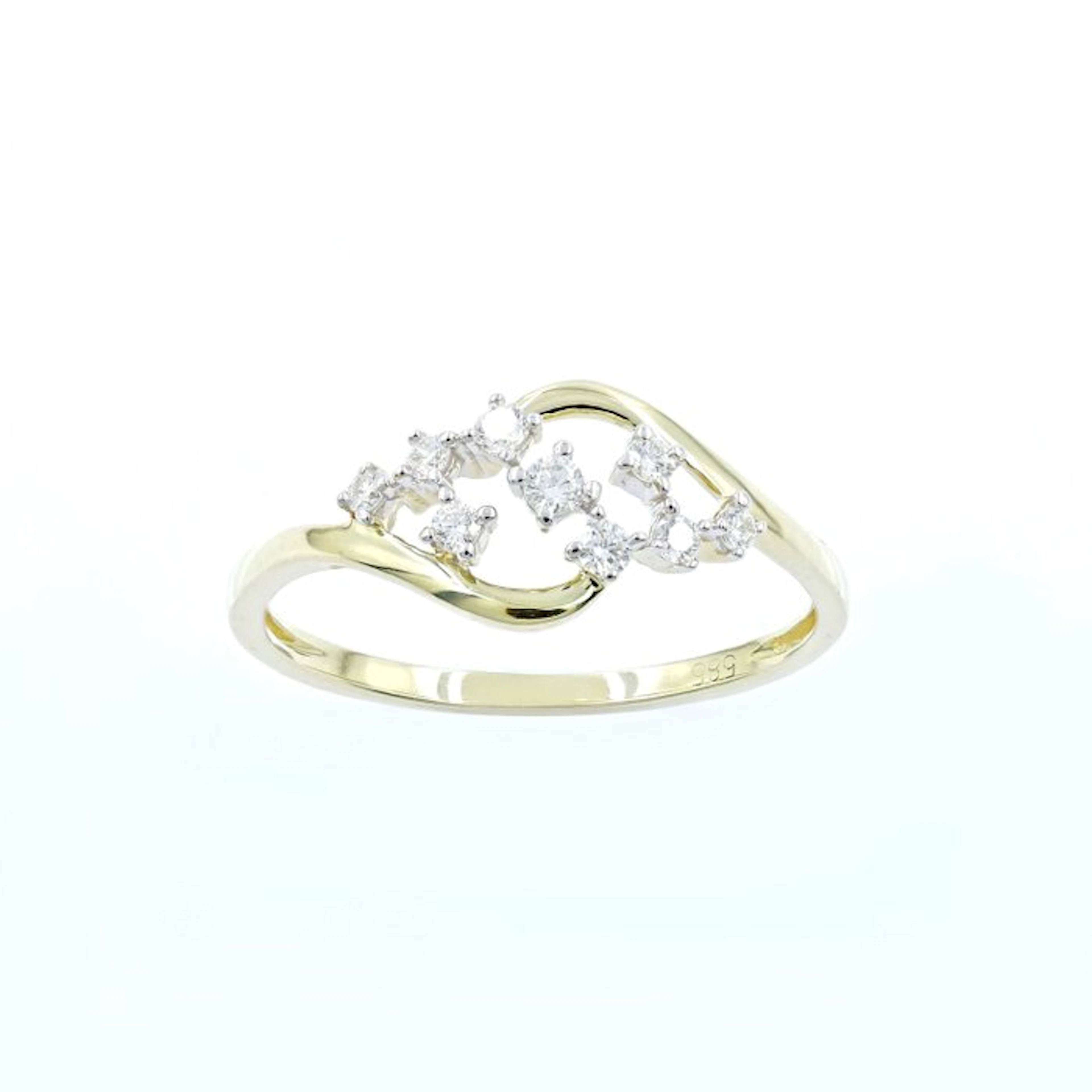 Ring - 14 kt. Yellow gold - 0.18ct. tw. Diamond (Natural)