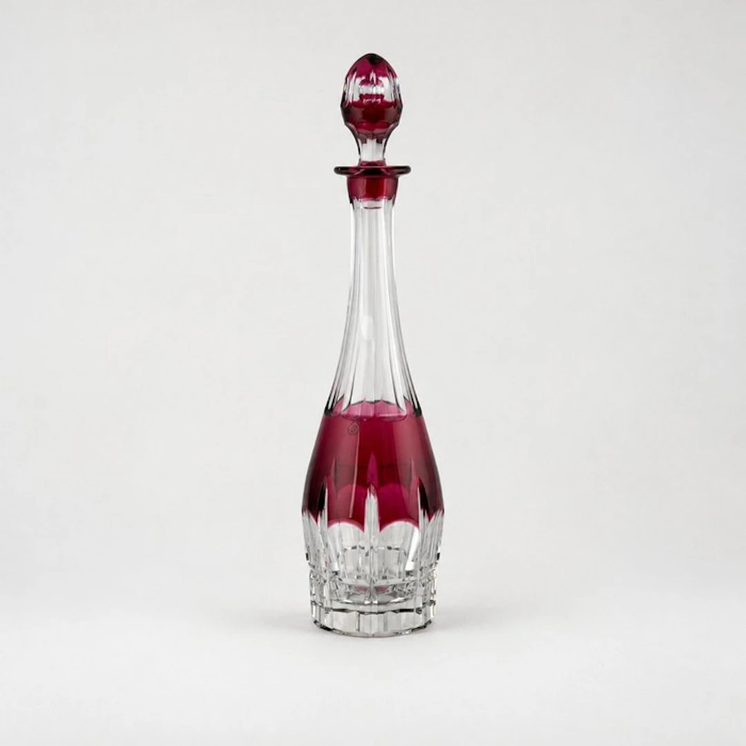 Val Saint Lambert - Decanter - hand-cut - 40cm - Crystal - Large Ruby Red