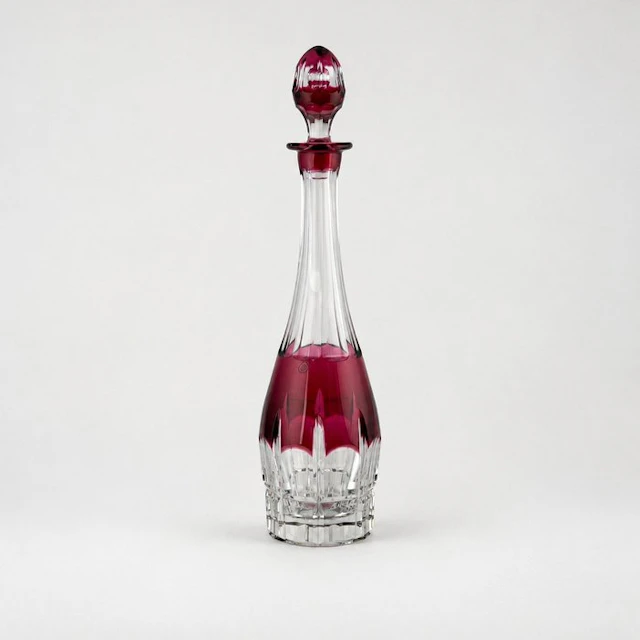 Val Saint Lambert - Decanter - hand-cut - 40cm - Crystal - Large Ruby Red
