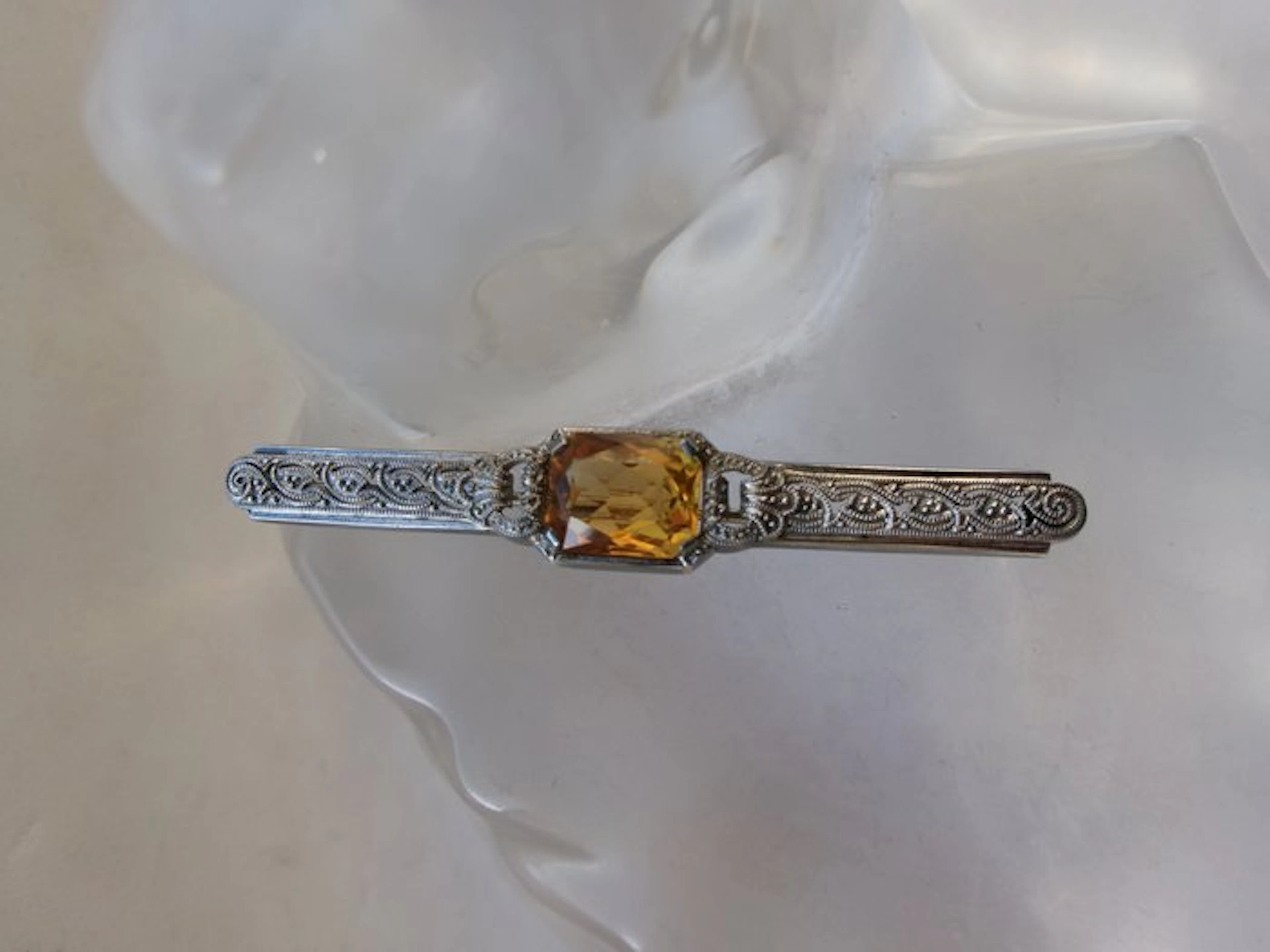 Silver, Citrine - Brooch - Art Deco