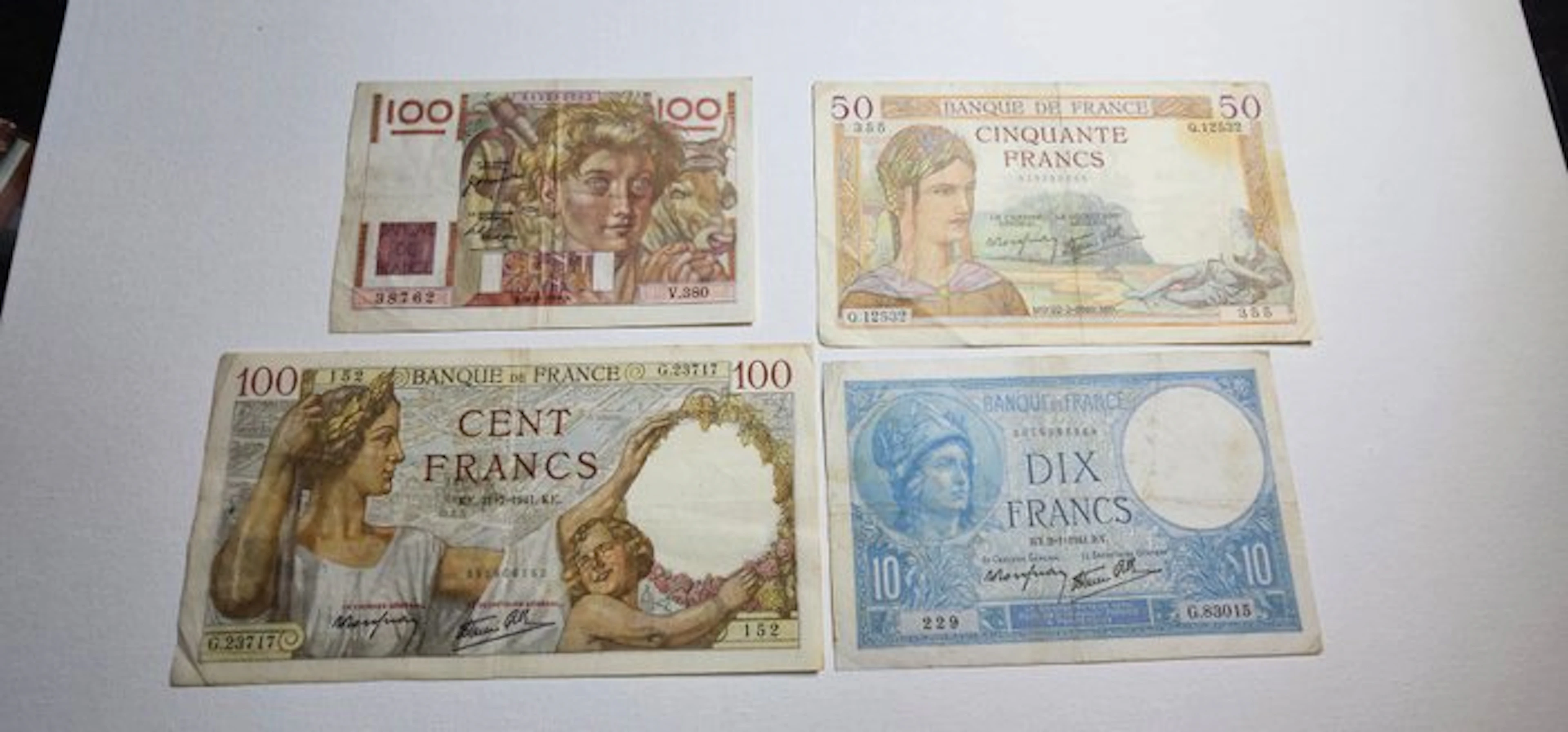 France. - 4 Banknotes - 1940/1941 (No reserve price)
