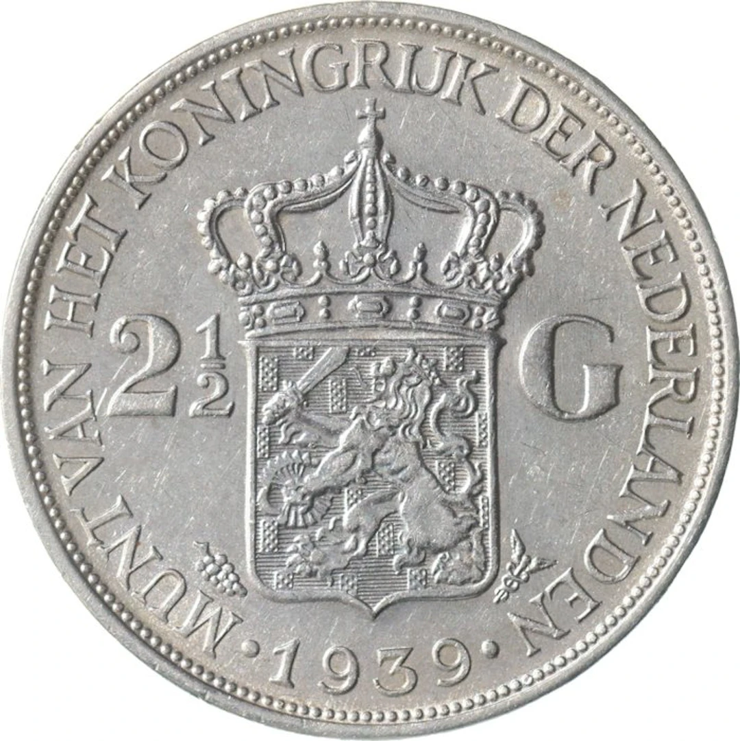 Netherlands. Wilhelmina. 2 1/2 Gulden 1939 (No reserve price)
