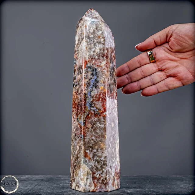 Red & Blue Cordierite Obelisk – an impressive one-off piece with smoky depth