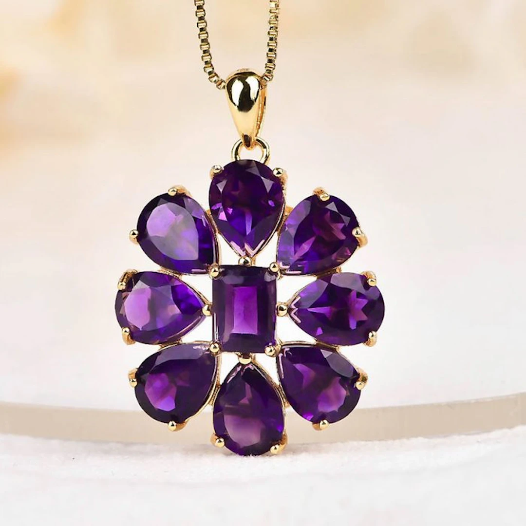 No reserve price - Pendant Silver - Amethyst - Certified