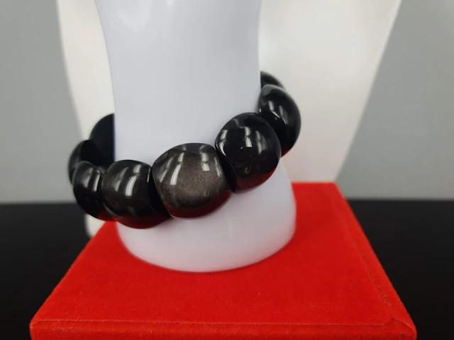 Natural Silver Sheen Obsidian Bracelet Length 16,5 cm...