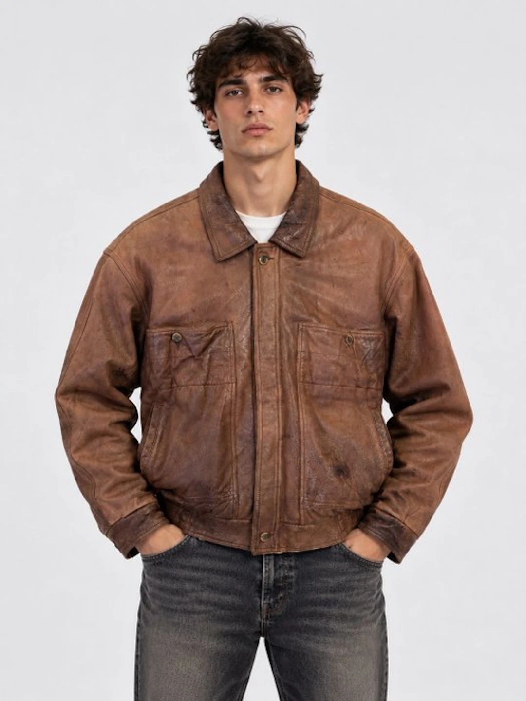 Vintage Original Leather Worker Bomber - Bomber jacket - Vintage