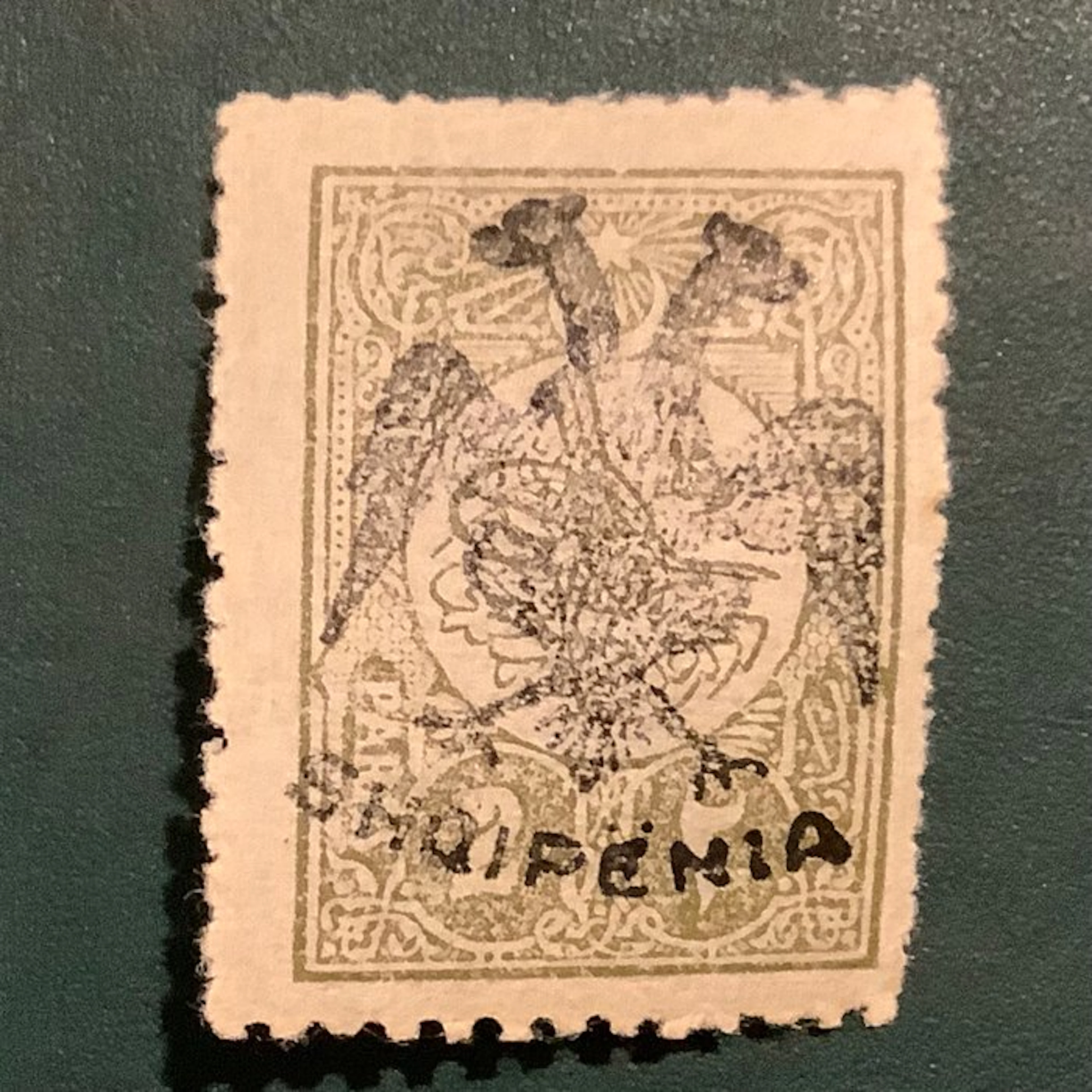 Albania 1913 - 2 Pa Olive with overprint double eagle - MNH - Michel 3