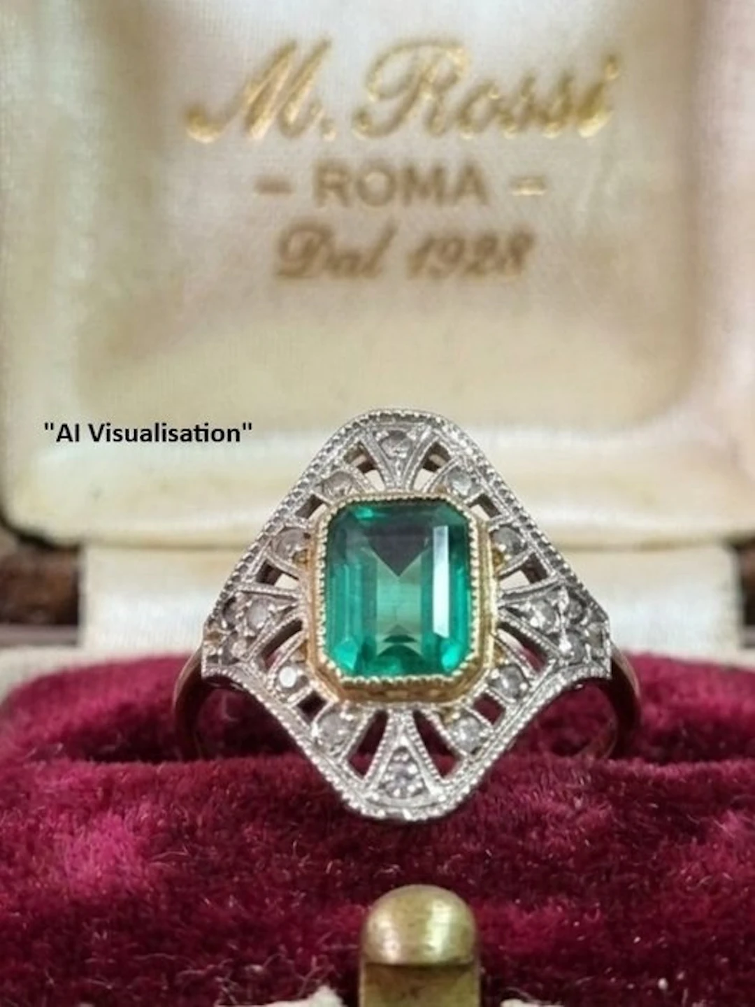 No reserve price - Ring - 9 kt. Silver, Yellow gold Emerald - Diamond