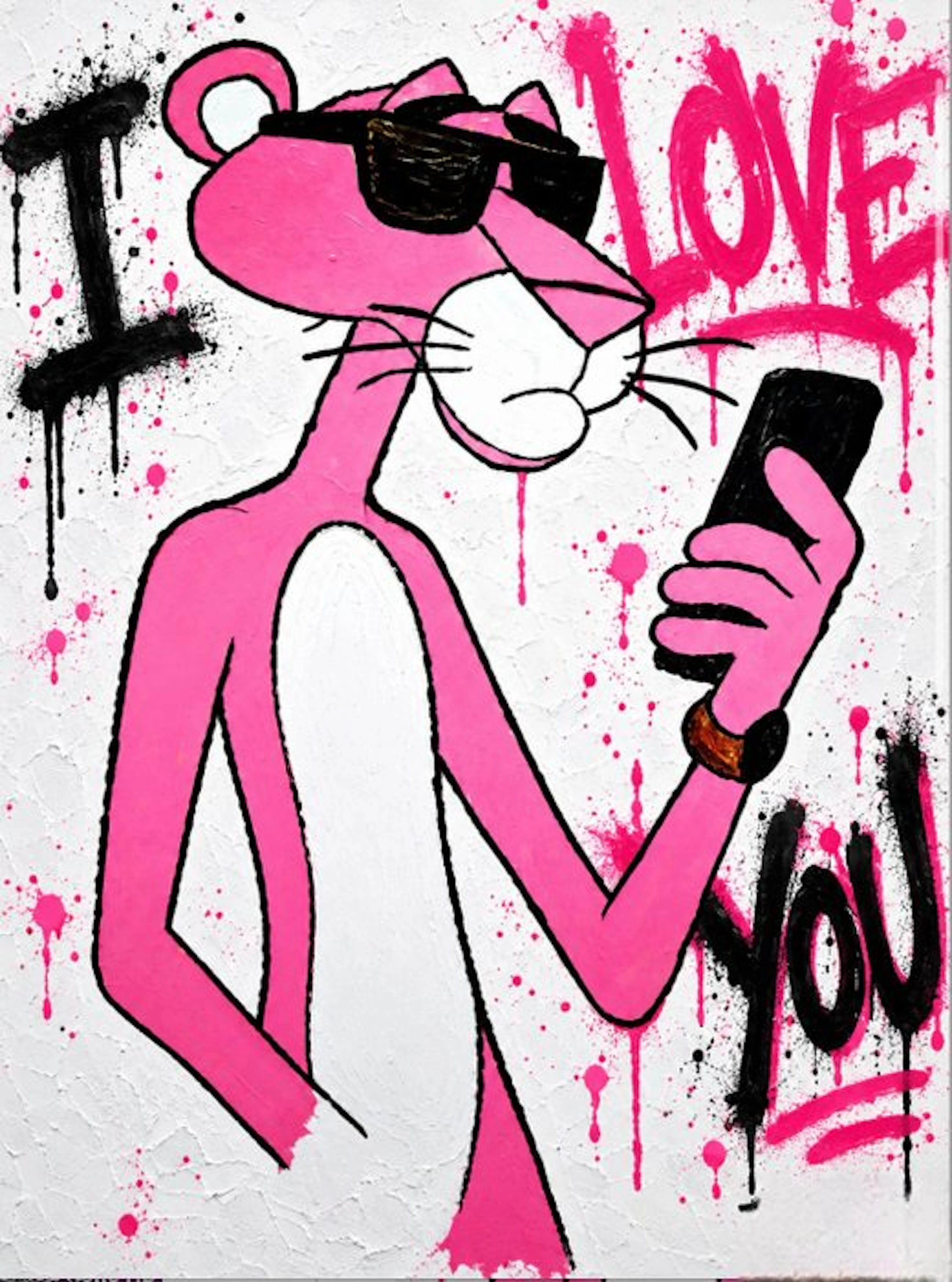 ERIC BRUMETTE - PINK PANTHER ON THE PHONE - Toile L -LIMITED EDITION