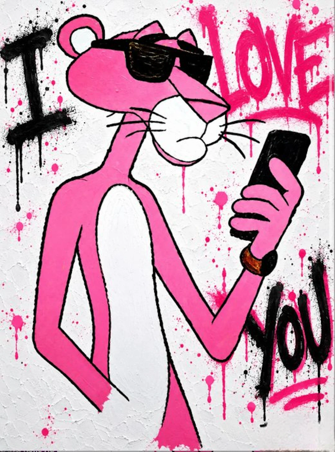ERIC BRUMETTE - PINK PANTHER ON THE PHONE - Toile L -LIMITED EDITION