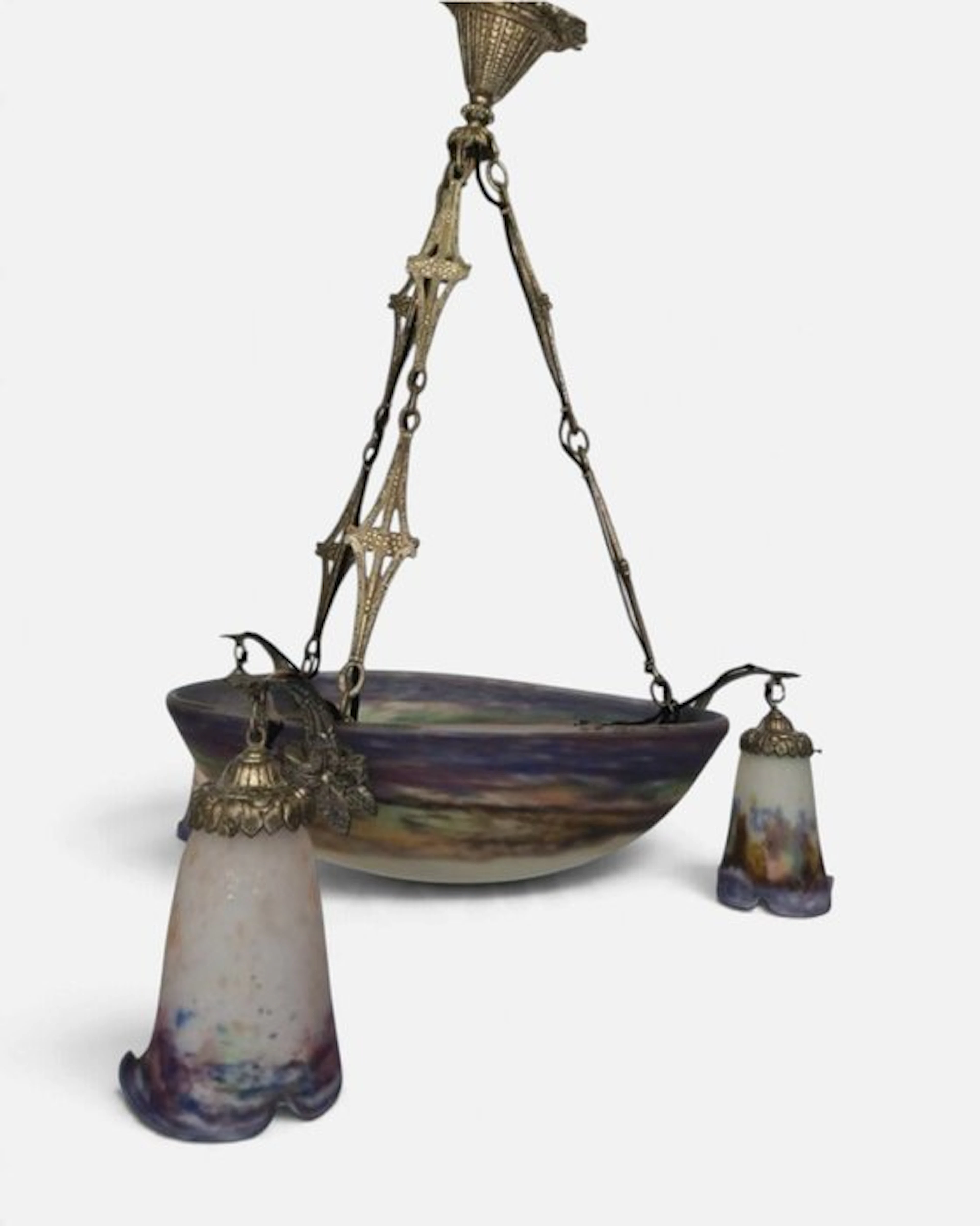 Chandelier - Bronze, Glass, Iron, Pâte de verre // Engraved