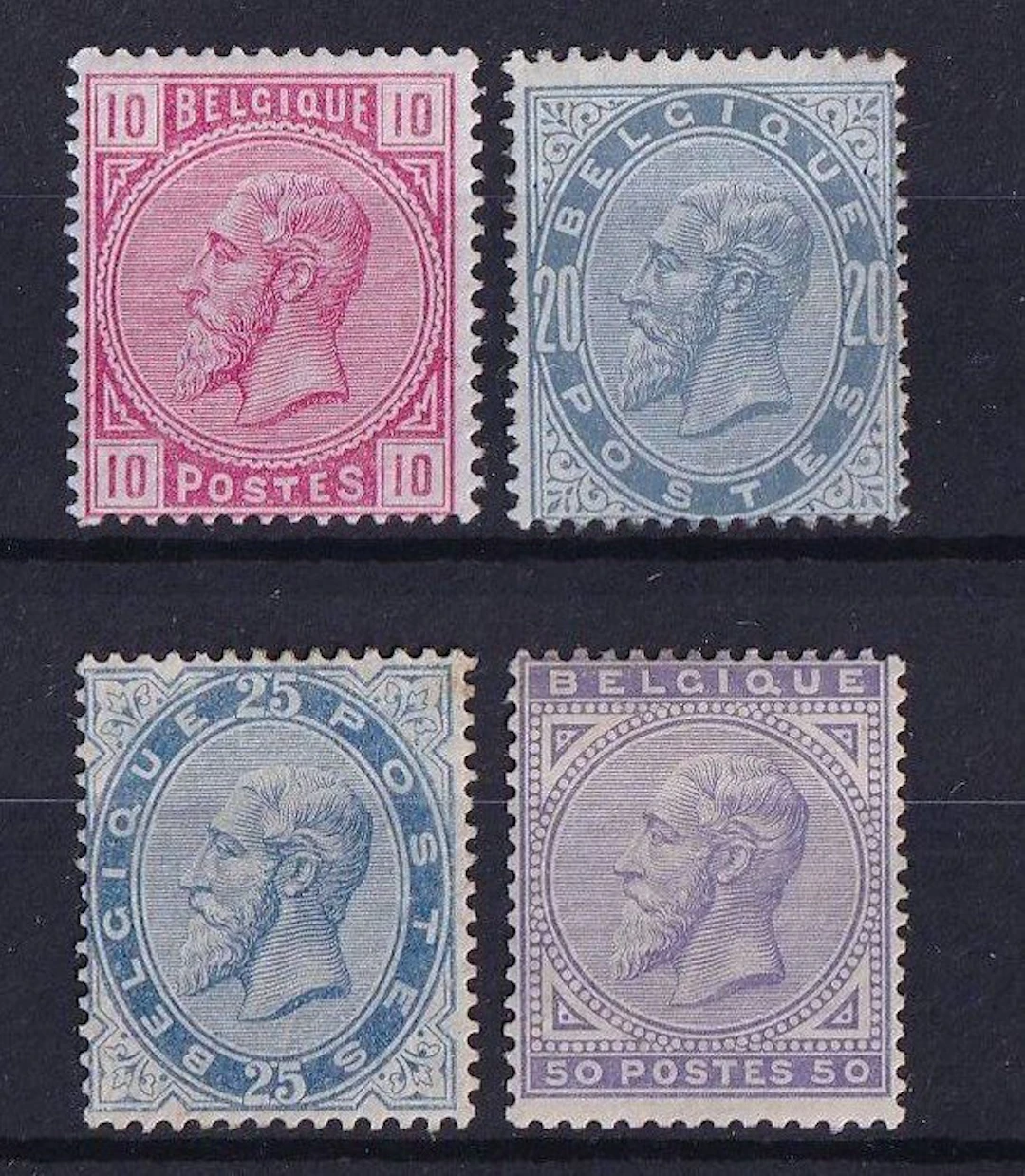 Belgium 1883 - complete set Leopold II new types: 10c Pink