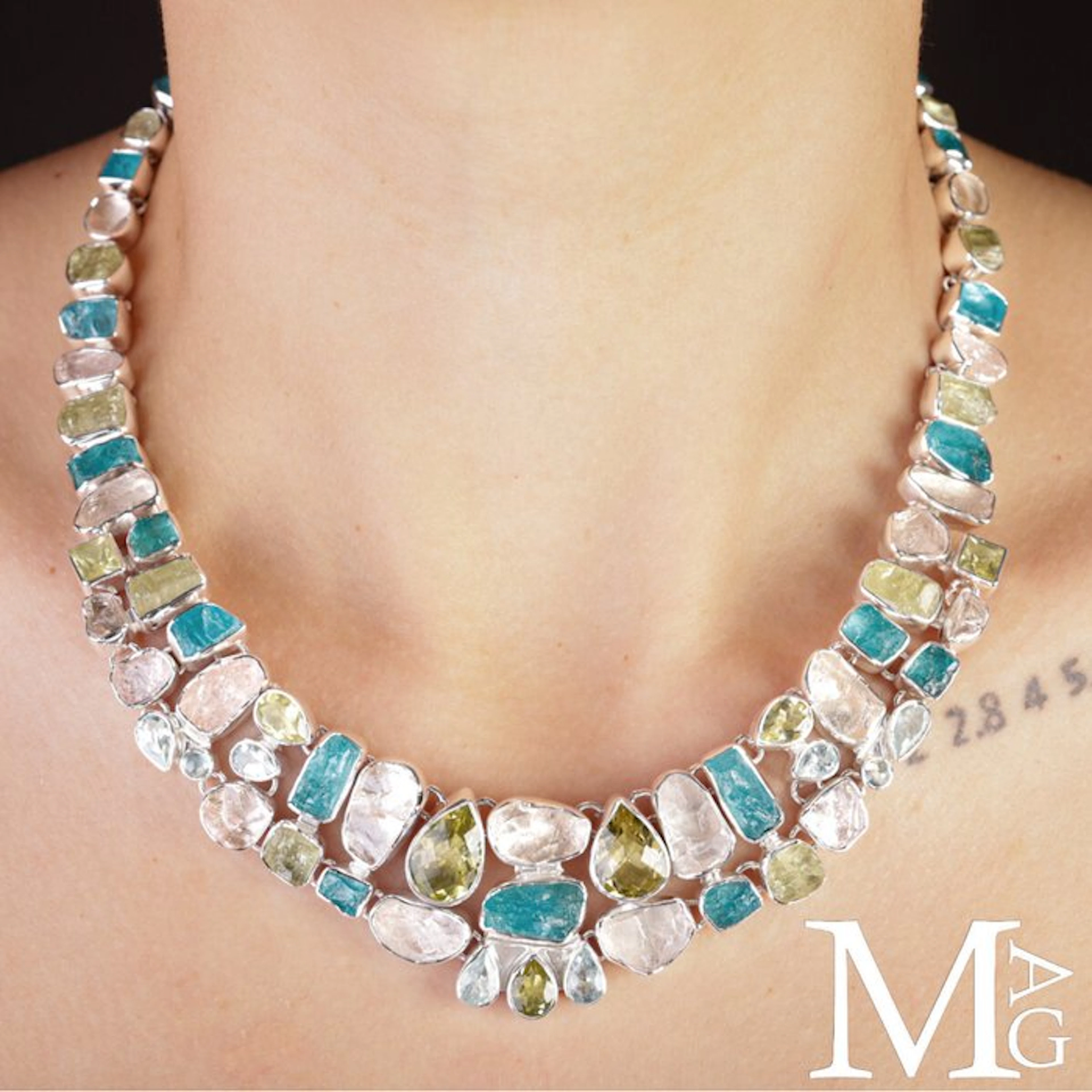 Unique Silver Jewel - Silver Necklace with Natural Heliodor