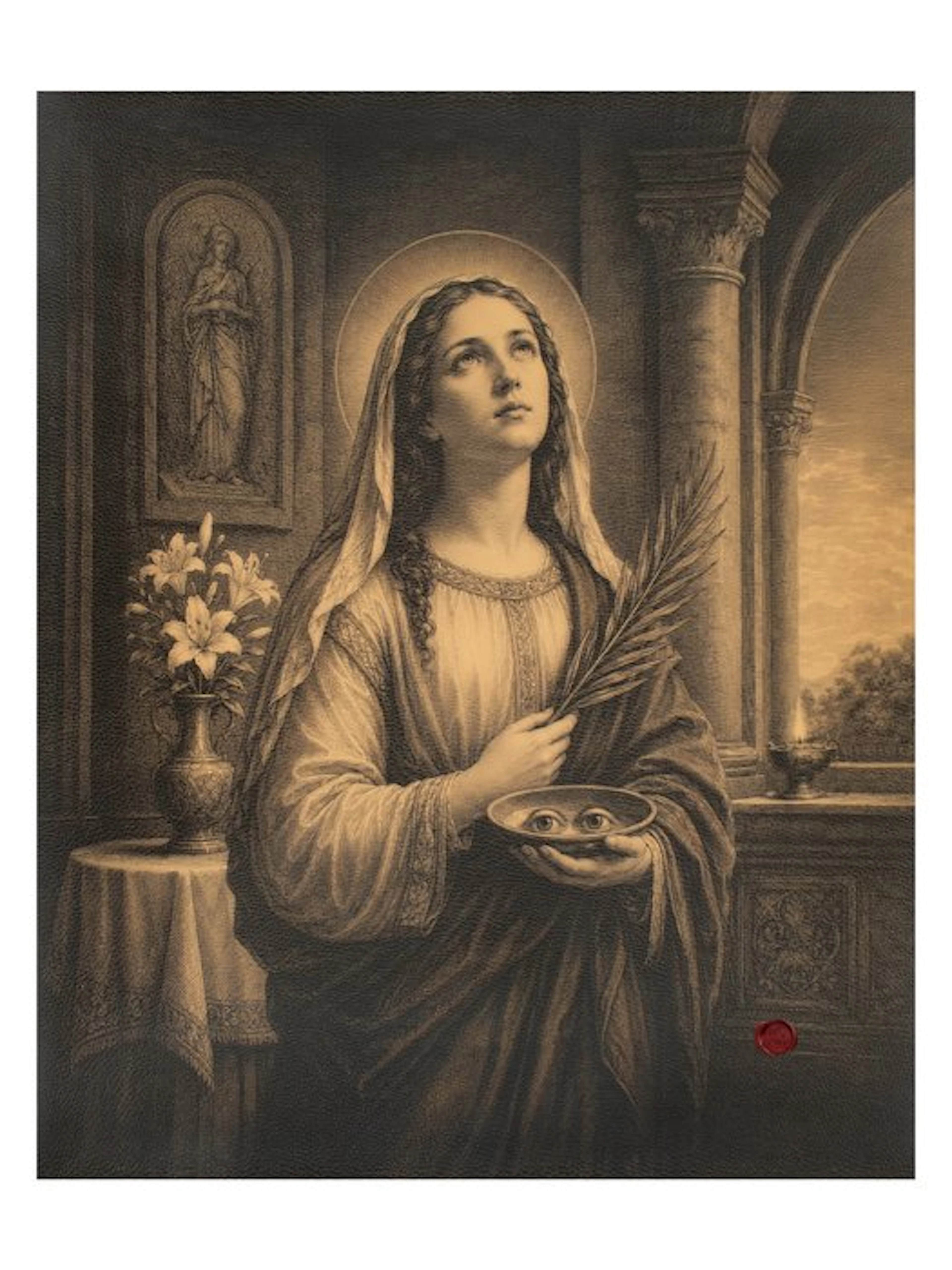 Saint Lucy – Light of Faith / Leather Print - Tapestry - 84.5 cm - 68 cm