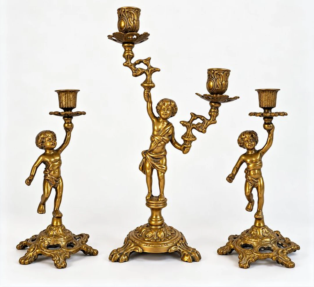 Candleholder (3) - Brass, Metal