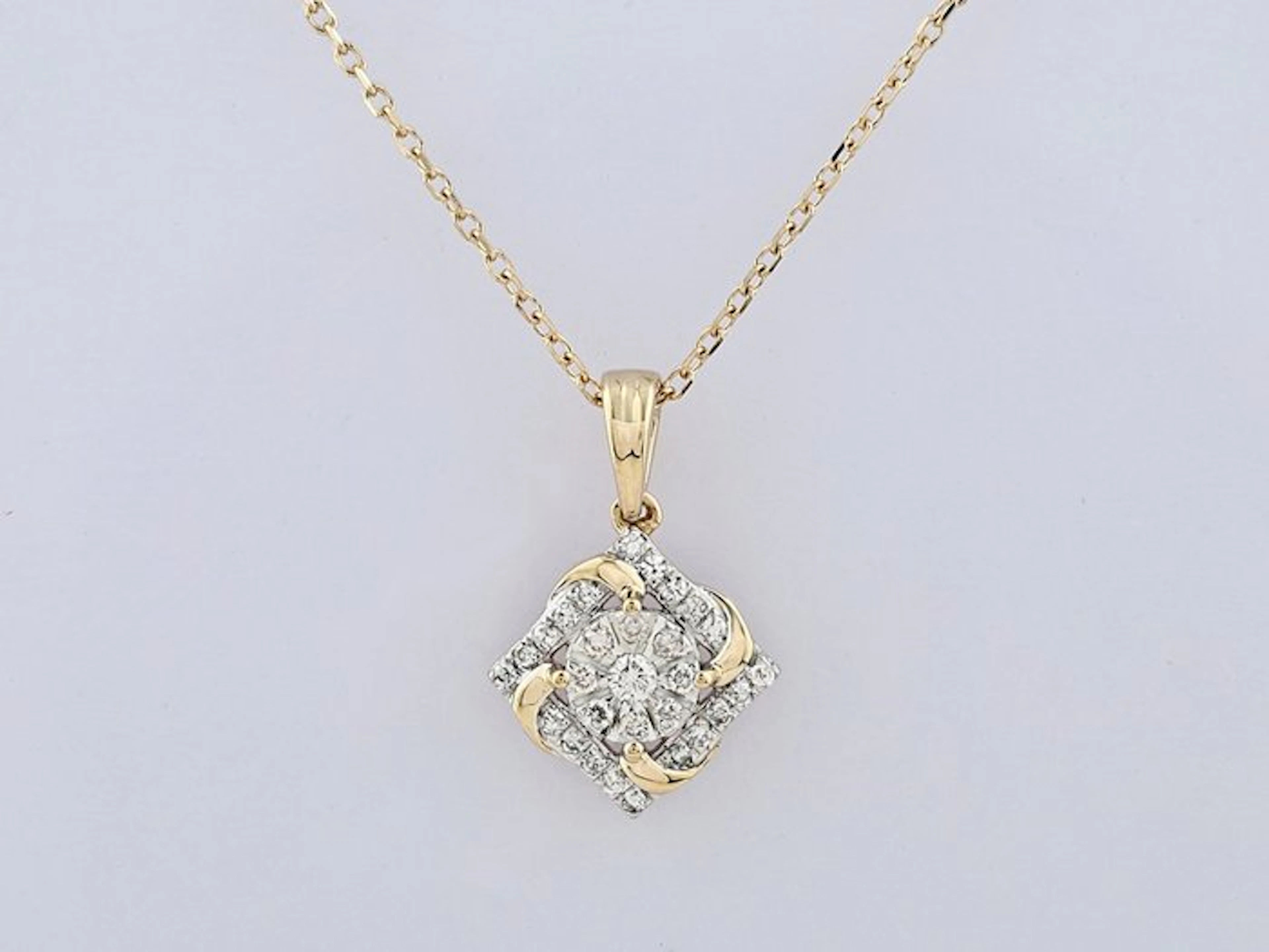 Necklace with pendant - 14 kt. Yellow gold - 0.12ct. tw. Diamond (Natural)