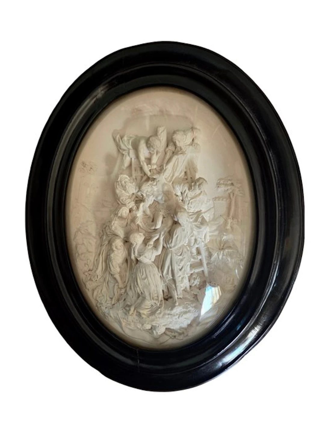 E. Cassier - Relief, Descente de la croix - 29.5 cm - Meerschaum, Wood, Glass