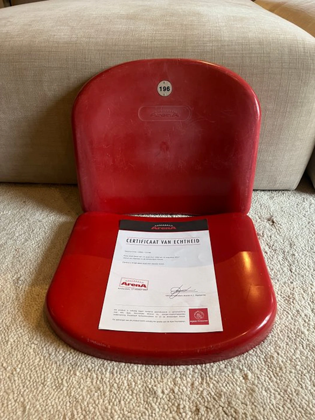 AFC Ajax - 1995 - Authentic Amsterdam ArenA seat - nr. 196