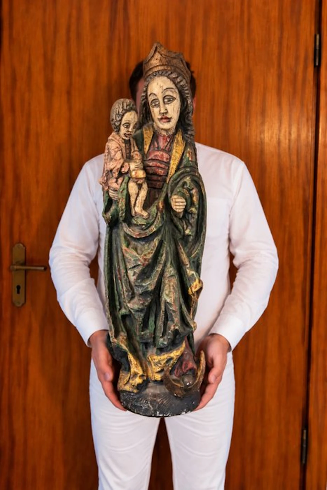 Sculpture, Monumentale Mondsichelmadonna mit Kind - XL - 76 cm - Polychrome