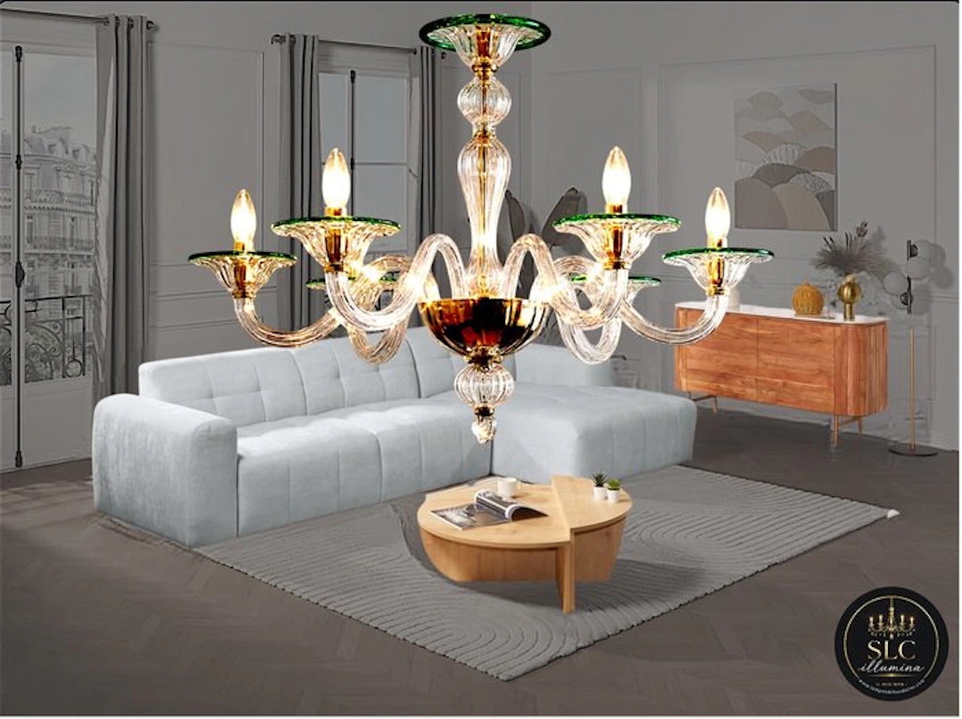 SLC Illumina - MG - Chandelier - Crystal - Mur6L green borders