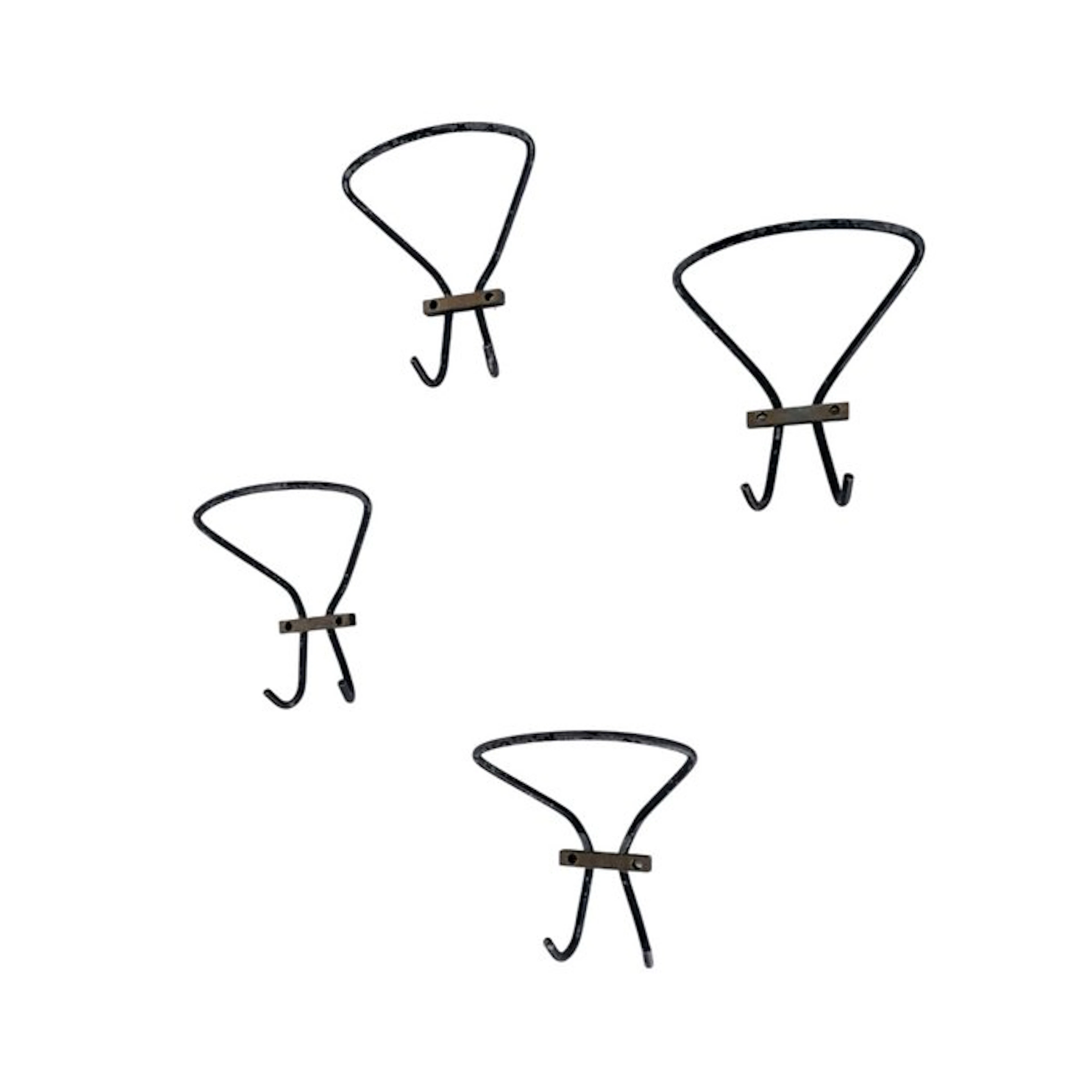 Set of coat hooks - Brass, Steel - Four coat racks.