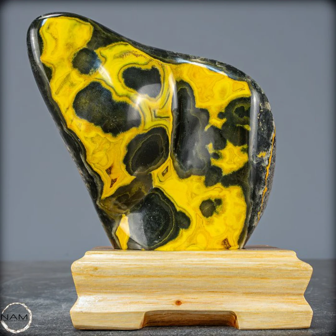 Very Rare Natural Bumblebee Jasper Freeform on Stand, Sumatra- 771.08 g