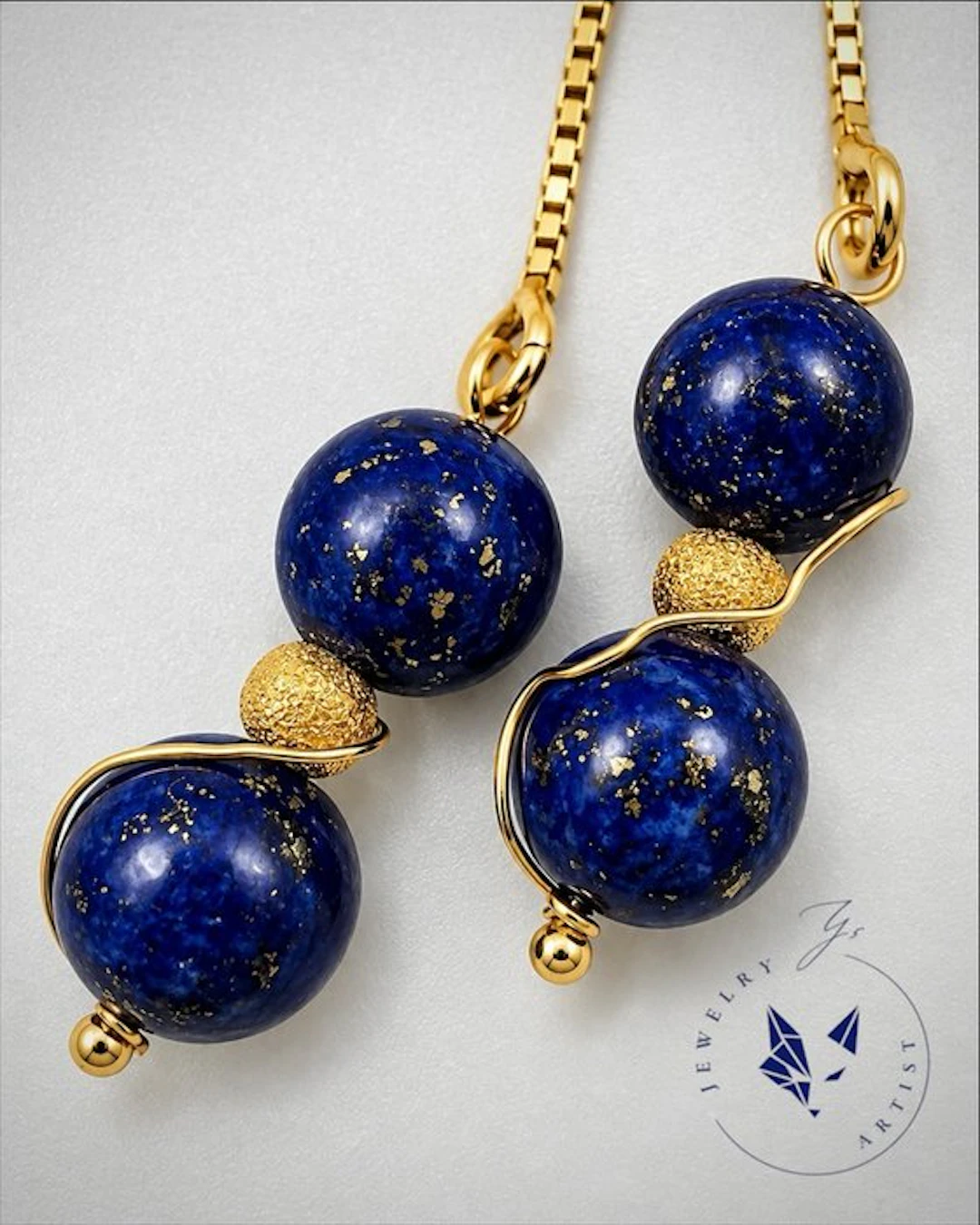 Designer Jewelry - Lapis Lazuli - 925 Silver - 21k Gold...