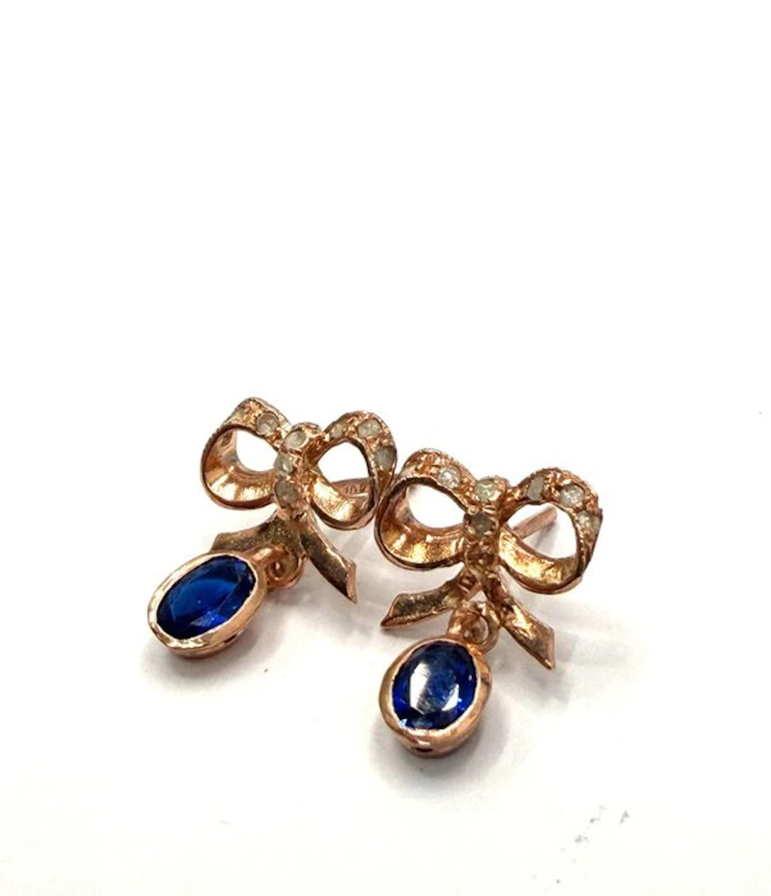 No reserve price - Earrings - 9 kt. Rose gold, Silver Spinel - Diamond