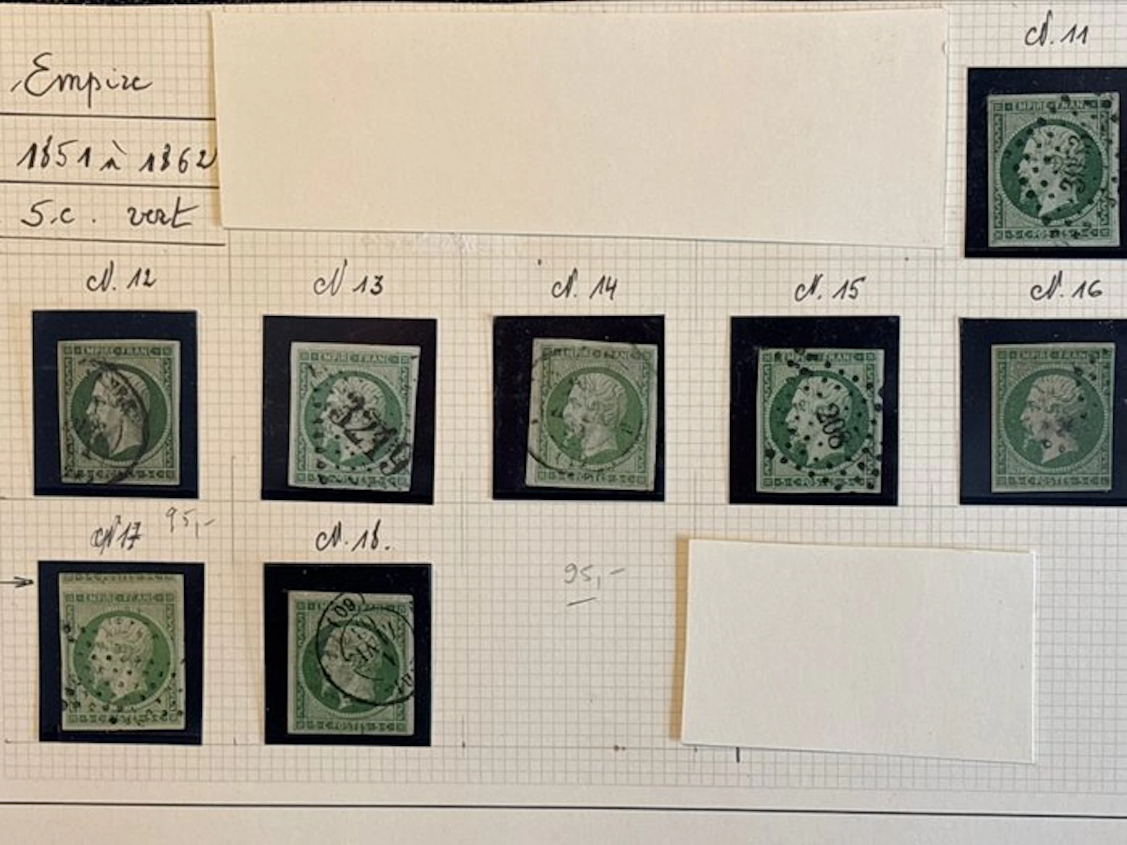 France 1857/1862 - Napoléon No. 12 YT, exceptional study of referenced nuances