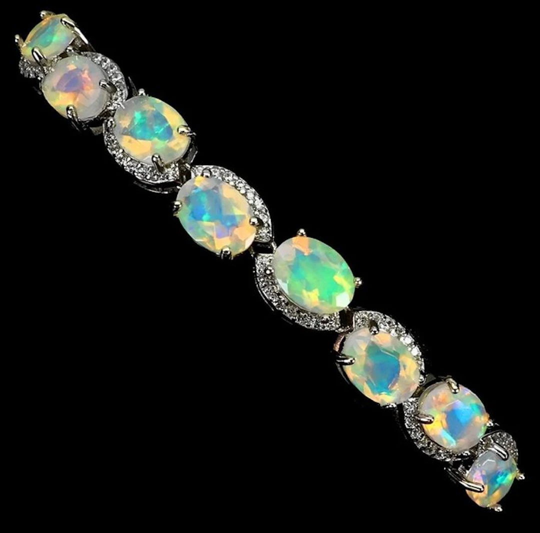 No reserve price - Bracelet 14K White Gold Plated 925...