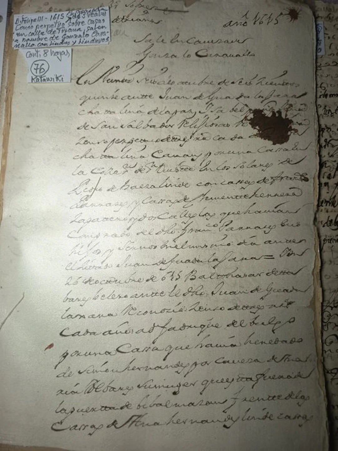 Document - D. Antonio del Burgo - Reconocimientos - 1615