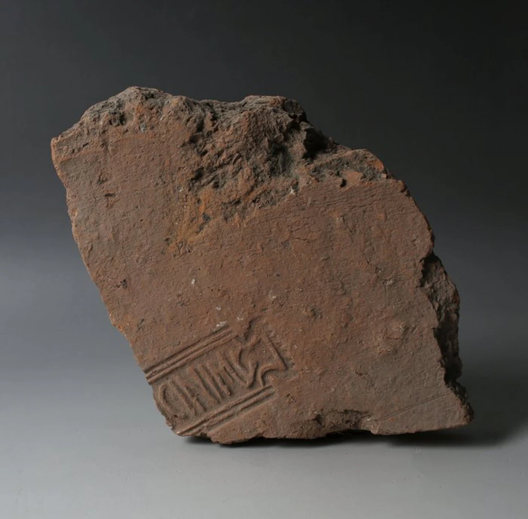 Ancient Roman Pottery Tile with inscription inside a tabula ansata
