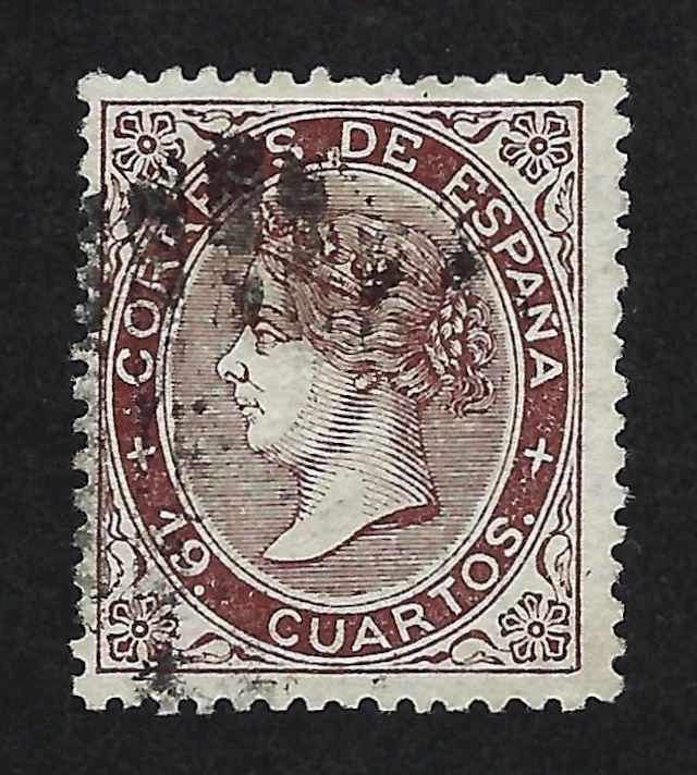 Spain 1868 - Isabel II 19 cuartos castaño - Certificado CEM - Edifil Nº 101