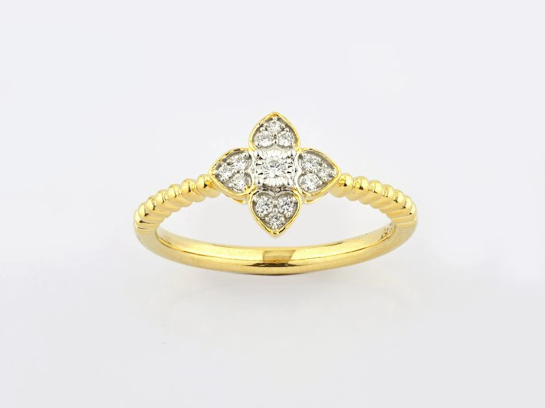 Ring - 14 kt. Yellow gold - 0.10ct. tw. Diamond (Natural)