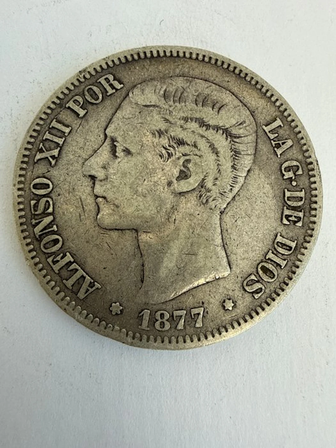 Spain. Alfonso XII. 5 Pesetas 1877 (No reserve price)
