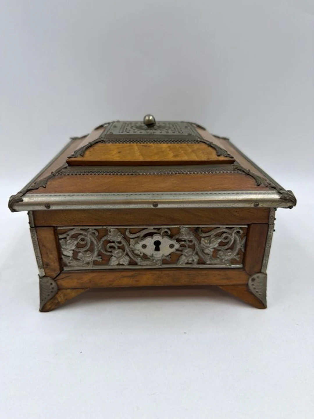 Box - Silver, Wood - Anglo Indian Box - with silver mounts