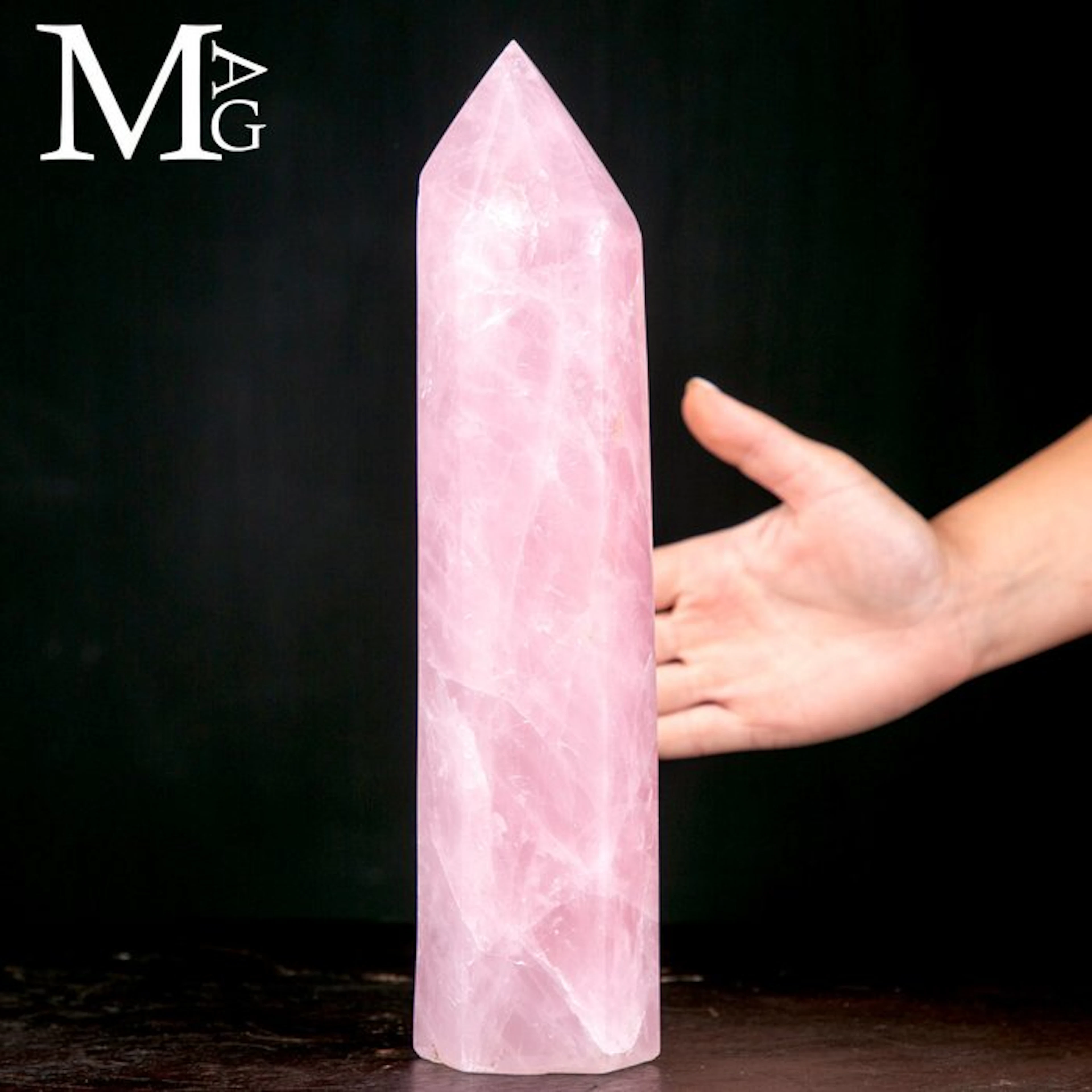 Elegant Rose Quartz Tower Slender Lines - Natural Rose...