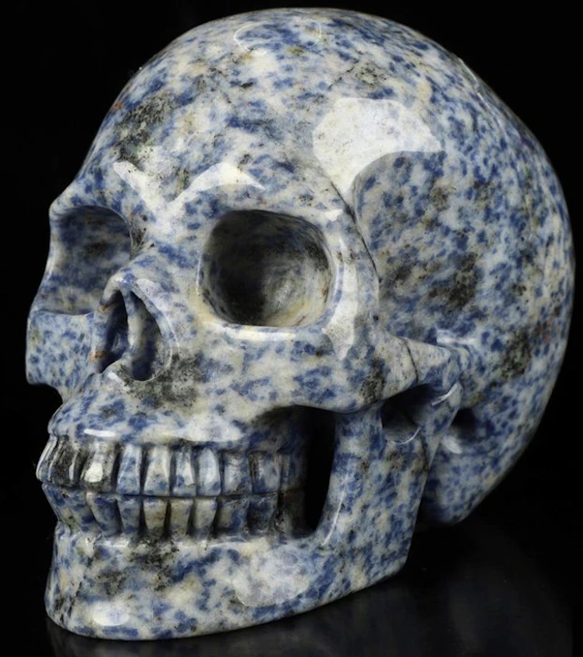 Sodalite Skull - Height: 10 cm - Width: 8 cm- 1198 g - (1)