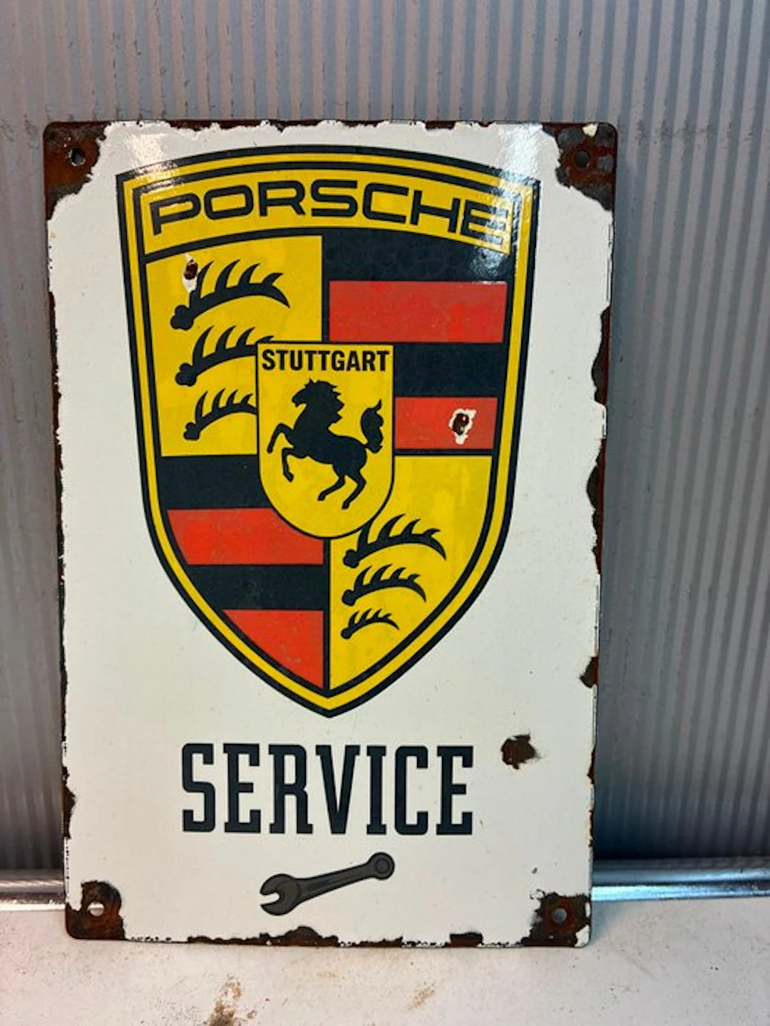 Porsche Stuttgart Service – Emaille Reclamebord - Enamel sign - Enamel