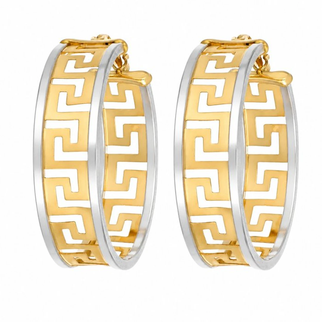 Earrings - 18 kt. Yellow gold, White gold - Made in Italy - Handmade