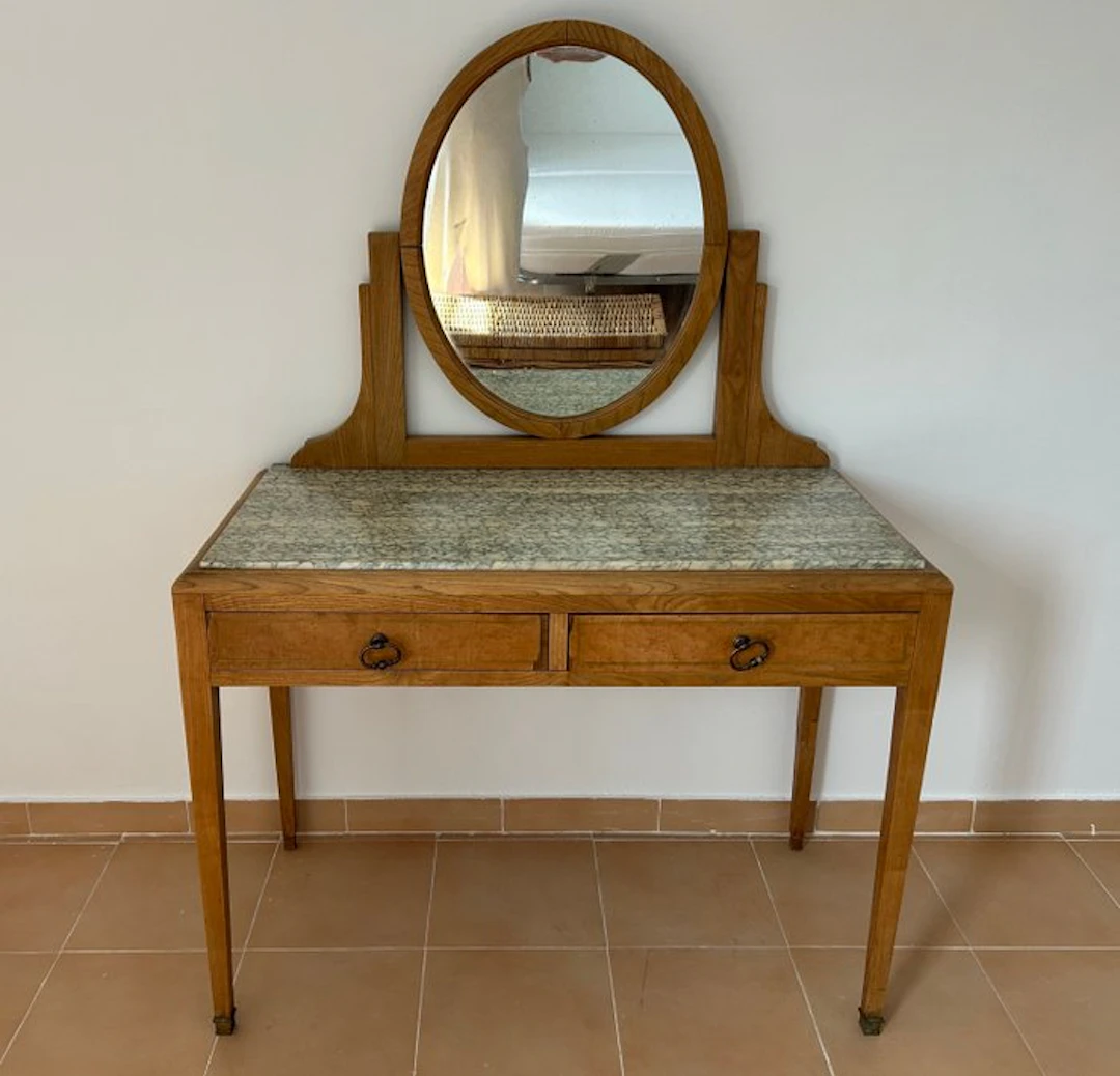 Coiffeuse - Marble, Oak, Brass, Glass, Wood