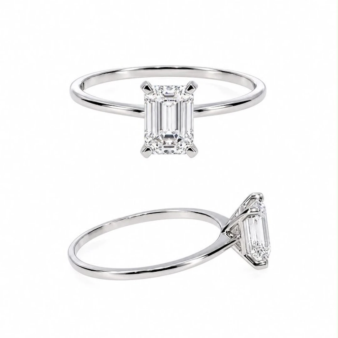 No reserve price - Ring - 14 kt. White gold - 1.05ct. tw. Diamond (Lab-grown)