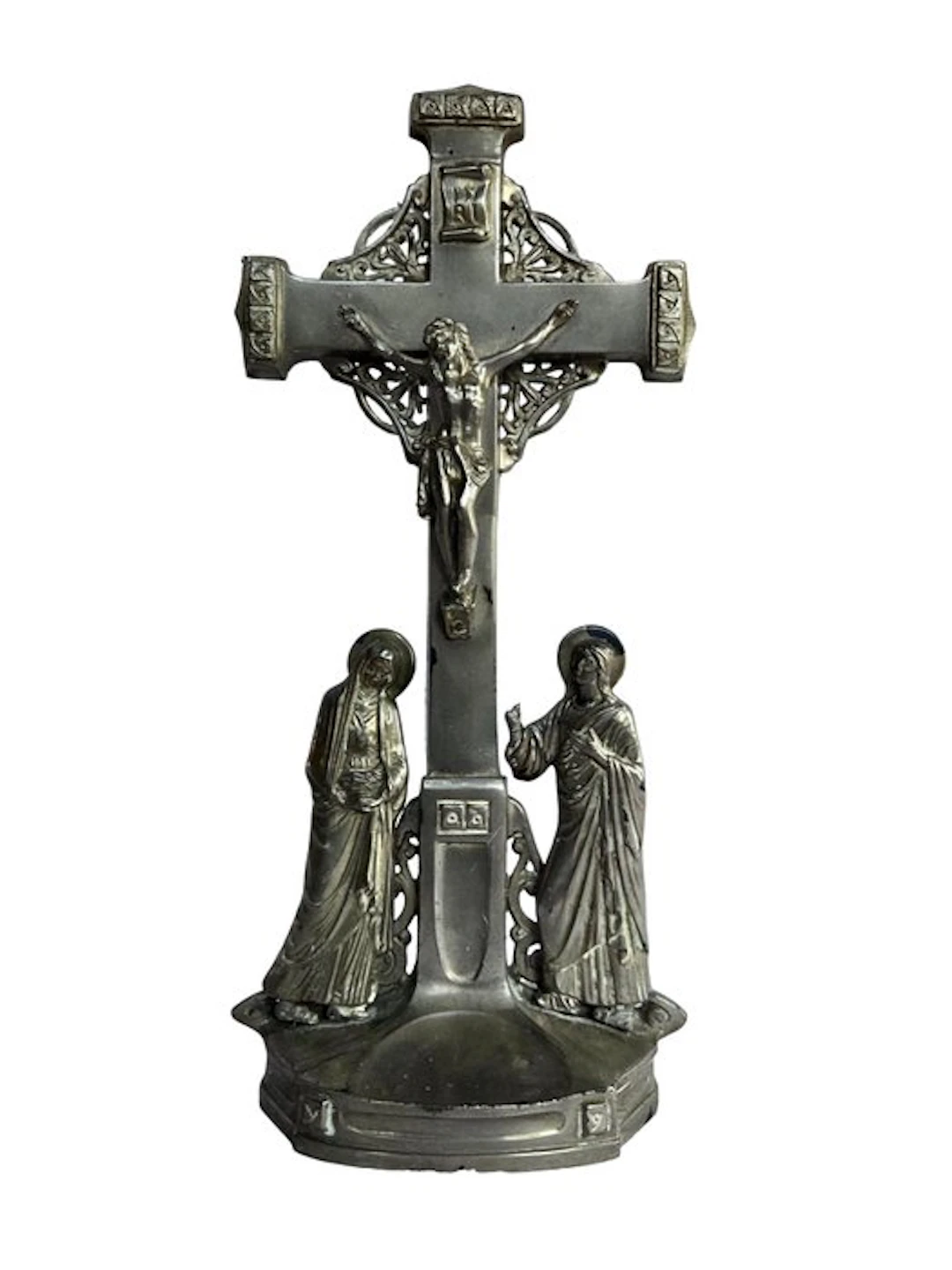 Crucifix - Zamak - 1930-1940 - Antique altar crucifix - 39.5 cm